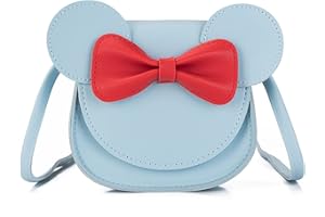 AioTio Cute Little Girl's Bowknot Shoulder Bag Handbag, PU Shoulder Handbag for Kids Girls Toddlers(Blue)