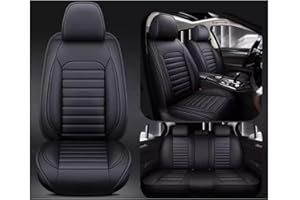 NISMIA Copri Sedili Auto per Jeep Avenger 2023 2024, Coprisedili Auto Pelle Universale, Pelle Set Completo Impermeabile Auto Accessori Interno, Set Copri-Sedile Anteriori Posteriori(A(Black))