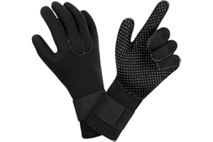 AUAUY Gants de Plongée, 3mm Anti-dérapant Thermique Gants en Néoprène, Gants de Natation avec Poignet Ajustable, Adulte Cinq Doigts de plongée Gants Utilisation pour Surf Kayak Snorkeling Voile