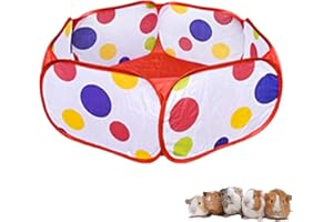 Benixmidart Small Animal Playpen, Portable Guinea Pig Playpen Pet Cage Tent, Waterproof Pop-up Open Pet Tent Metal Wire Yard Fence for Hamster Indoor Outdoor Exercise (Red)