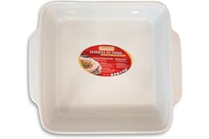 Guardini, Ceramica, Fuente para Horno Cuadrada Mediana de 25x22cm, Material: Cerámica. Color Blanco.