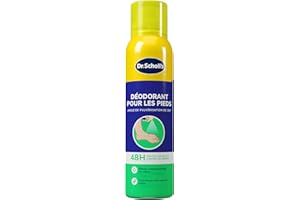 Dr. Scholl's, Déodorant pour les Pieds, 150 ml – Neutralise les odeurs jusqu'à 48 heures, Fraîcheur longue durée, Formule double action, Spray pour les pieds malodorants