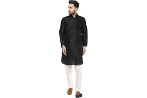 SKAVIJ Herren Dupion Seiden Kurta Pyjama Set – Indische Festliche Kleidung aus – Traditionelle Tunika mit Hose für Hochzeit & Feste