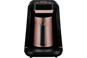 Arzum Okka RICH SPIN M turecki ekspres do kawy, dzbanek do kawy ze stali nierdzewnej 700 W (podgrzewacz mleka turecka mokka z gorącą mleczną czekoladą) – czarny/miedziany