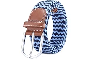 BOZEVON Ceinture tissée élastique - Ceinture en tissu extensible tressé multicolore pour hommes femmes