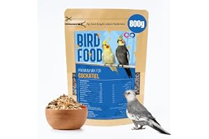 Brandsfinity 800g Premium Bird Food for Cockatiel & Parakeet - Healthy Bird Feed Blend with White Millet, Sunflower Seed, Canary Seeds, Yellow Millet, Vita Pellets & More for a Balanced Diet