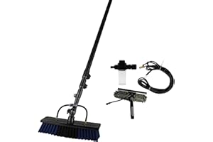 YUNDONGBA Teleskop Waschbürste. Besen mit Wasseranschluss inkl. 3,6 M ausziehbar Teleskopstange Wasserbesen. aus Reinigung Terrassendach Garten Reinigungsset PV Anlage Reinigung (Blau)