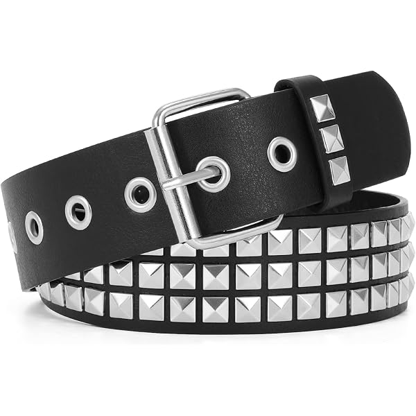 Ceinture Punk Cloutée Avec Chaîne – Cuir PU, œillets Métalliques, Ajustable Unisexe (style Gothique/rock) - 10