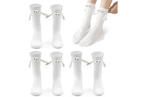 SKHAOVS 4 paires chaussettes couple à aspiration magnétique de Noël amusantes, chaussettes fantaisie, chaussettes magnétiques main dans la main, chaussettes d'amitié pour unisexes
