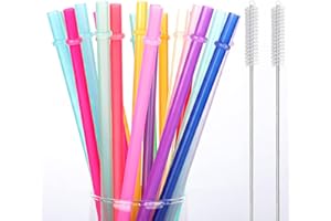 JIMISTON 50 piezas de pajitas reutilizables, pajitas plástico para beber, pajitas cóctel con 2 cepillos limpieza, pajitas colores para jugos batidos fiesta (negro, rosa, azul oscuro, morado, blanco, verde)