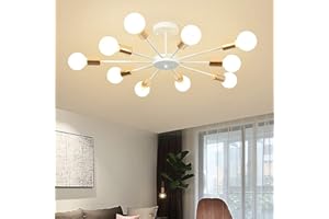JIINOO Plafoniera da Incasso, Lampadari Moderni Bianchi, 10 Luci E27 Base Industriale Semi Soffitto Lampade a Sospensione Apparecchio per Camera da Letto Soggiorno Cucina Fattoria Mostra d'Arte