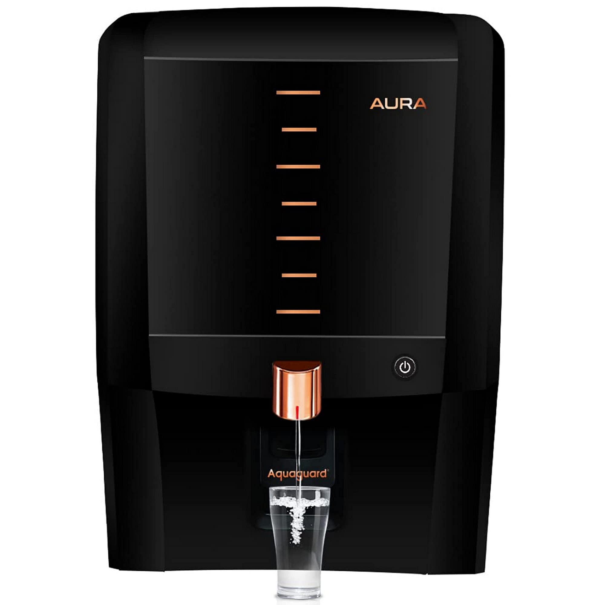 Aquaguard Aura RO+UV+UF+Taste Adjuster(MTDS) with Active Copper & Zinc 7L water purifier,8 stages of purification,suitable fo