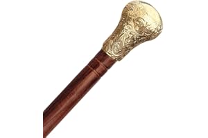 NAUTICAL REPLICA HUB Bastone da passeggio in acciaio massiccio con manico staccabile in ottone, realizzato a mano in finitura dorata, bastoncini decorativi da passeggio e bastoni per uomo e donna/anziani