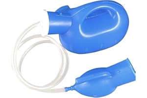 POMRONE Urinoir Homme, Urinoir Portable Homme Urinal pour Homme 2000ml Bouteille d'urine Réutilisable de Grande capacité avec Tuyau de 1,4M pour Adultes, Personnes âgées, Voiture, Voyage et Camping