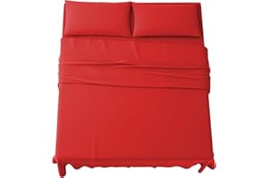 MAXIME MAISON - Completo Lenzuola Matrimoniali 4 Pezzi, Set Lenzuola Matrimoniale in Microfibra Made in Italy, Completo Letto 1 Lenzuolo con Angoli, 1 Lenzuolo Sopra, 2 Federe (Rosso)