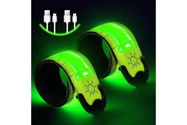 flintronic 2pcs Brassards Lumineux à LED Rechargeable USB, Brassard de Course Réfléchissant LED Running, Bande Clignotant Réglable Bracelet Lumineux de Sécurité, Bracelets de Sport Lumineuxs