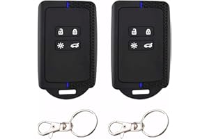 KDJXZ 2Pcs Car Key Cover for Renault Clio Megane Koleos Kadjar Kangoo Twingo Talisman Captur Espace Dacia, TPU Silicone Duster Key Card Case Compatible with RENAULT - 4 Bottons(Blue-Line)
