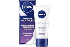NIVEA Essentials krem na noc w opakowaniu (1 x 50 ml), bezzapachowy krem na noc do skóry wrażliwej, krem nawilżający z pestkami winogron i ekstrakt z drewna, 82348