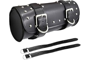 MULCORT Borsa da sella per moto in pelle PU, borsa per attrezzi da moto con cinghie regolabili, compatibile con Honda, Kawasaki, Suzuki, Yamaha (nero)