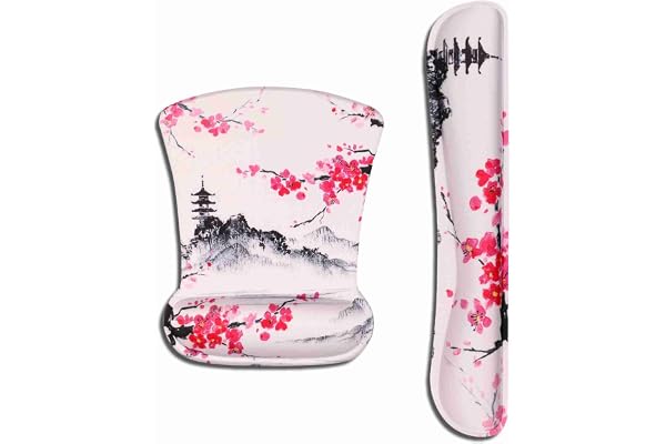 AOKSUNOVA Tapis de Souris Ergonomique avec Repose-Poignet - avec Coussin en Gel - Repose-Poignet - Clavier Japonais MC-302