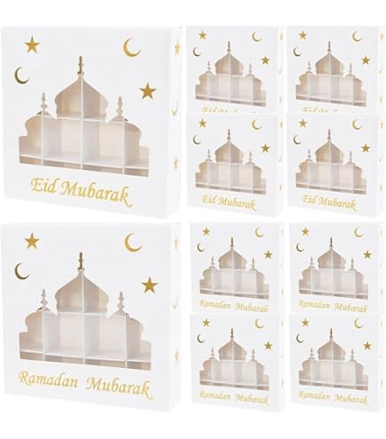 Eid Mubara geschenkdozen, moslim Eid Mubarak decoraties, papieren zakjes, cadeauzakjes, doe-het-zelf doosjes voor snoep, lekkernijen, koekjes, geschenkdozen (B Eid Mubara geschenkdozen, moslim Eid Mubarak decoraties, papieren zakjes, cadeauzakjes, doe-het-zelf doosjes voor snoep, lekkernijen, koekjes, geschenkdozen (B