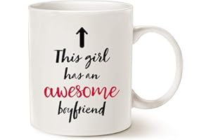 THIS MIGHT BE WINE Funny Girlfriend Coffee Mug Christmas Gifts, This Girl Has an Awesome Boyfriend Best Valentines Day Gifts for Girlfriend Women, Unique Present Ideas for Her Cup White, 11 Oz