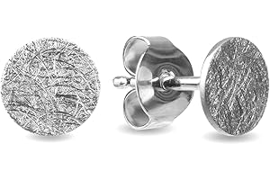 Beate Stohr - Ohrringe Silber 925, echte Handmade Ohrstecker rund 8mm Eis-Matt, für Damen, Herren, Mädchen