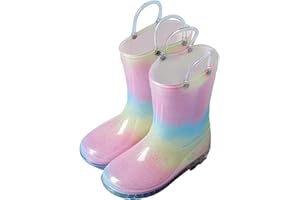 BOTCAM Botas de lluvia para niños, con dibujos animados, botas de lluvia para niños y niñas, botas de agua de goma, botas de invierno para niños, 34 resistentes al agua