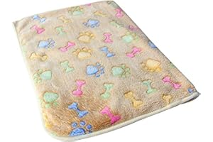 ROADOOR Pet Morbido In Pile Coperta Coperta Cane Coperta Calda In Pile Coperta Per Letti Animali Domestici Coperta Pet Coperta Morbida Pile Zampa Osso Stampato Cane Cuscino Per La Casa Con Stampe Zampa Brown