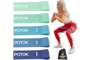 Resistance Bands [Set of 5], Potok Resistance Band for Women and Men,Skin-Friendly Resistance Fitness Exercise Loop Bands with Carry Bag for Pilates, Training, Physio Therapy, Stretching