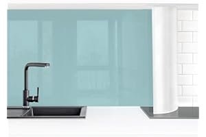 Bilderwelten Küchenrückwand Folie Glänzend 60x200 cm Pastelltürkis Spritzschutz Fliesenspiegel Küche-Rückwand Motiv Klebefolie