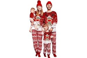 Loozykit Ensemble Pyjama Noël Famille, Pyjamas de Noël Couple Assorti 2 Pièce Set Vêtement de Nuit Maison T-Shirt à Manches Longues et Pantalon pour Mère Père Enfant Bébé