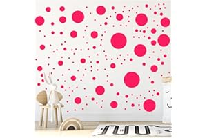 StickerDeen 500+ Assorted Polka Dot Circle Wall Stickers for Kids Bedroom Living Room, Classroom, Playroom Decor Removable Vinyl Wall Stickers Dots Wall Decals (Hot Pink)