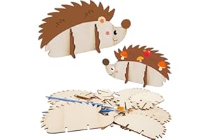 DKINY 10 Pack Autumn Crafts for Kids, Wooden Hedgehog Crafts, DIY Hedgehog Painting Kit, Autumn Arts and Crafts for Toddlers Children Birthday Gifts Autumn Activities Party Supply