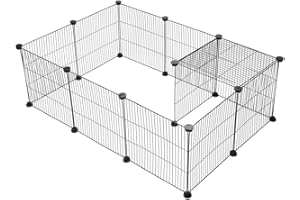 XhuangTech Pet Playpen, DIY Small Animal Cage for Indoor Outdoor Use, Portable Metal Wire Yard Fence for Puppy, Kitten, Guinea Pigs, Bunny, Turtle, Hamster (12 Panels)
