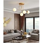 Fer Avize Jade &ouml;zel tasarım modern spor gold renk glop beyaz camlı Salon - Mutfak - Yatak Odası 4 l&uuml; avize