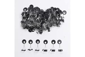 Alwonder 300pcs/50 Groups Fishing Float Stops Rubber Stopper Float Bobber Bead Stops 6 in 1 Stopper Black Oval/Cylinder Shape Rigs Leader Fishing Ledgers Accessories