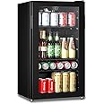 COMFEE' RCZ99BG2(E) Under Counter Beer & Drinks Fridge-93L Capacity,Holds up to 115 Cans, Premium Temperature Performance (2℃ to 15℃), Full Length Low-E Glass, Removable Shelves, LED Light, Low Noise