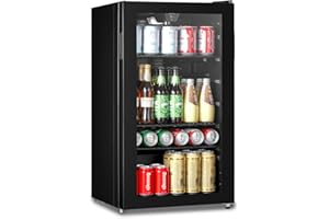 COMFEE' RCZ99BG2(E) Under Counter Beer & Drinks Fridge-93L Capacity,Holds up to 115 Cans, Premium Temperature Performance (2℃ to 15℃), Full Length Low-E Glass, Removable Shelves, LED Light, Low Noise