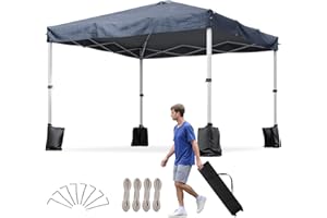 Aoxun 3m x 3m Pop Up Gazebo, Metal Frame Shelter Tent for Outdoor Garden Party, with 4 Sandbags & Carry Bag, Adjustable Height, Grey