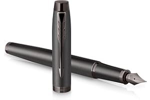 Parker Penna stilografica monocromatica IM, inchiostro blu, finitura e puntale canna di fucile, punta media, confezione regalo