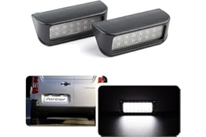 NJSSJD Feux de plaque d'immatriculation LED pour Peugeot Partner Expert Van C-itroen Berlingo Dispatch Spacetourer 12V 24SMD 6000K Blanc froid Plaque d'immatriculation Lampes d'étiquette Canbus sans erreur