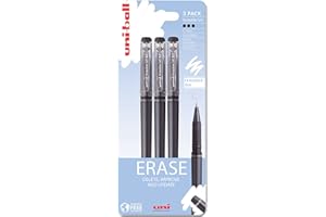 uni-ball UF-222-07 On Point Erasable Ballpoint Black Gel Pens. Premium 0.7mm Rollerball Tip for Super Smooth Handwriting. Easy-Retract Eraser for Secure and Stable Rubbing Out. Pack Of 3