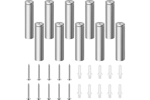 Yauhar 10 Sets Silver Stainless Steel Standoff Screws, 1" x 4" Metal Advertising Glass Standoff Mount Nail Wall Sign Mounting Hardware for Hanging Acrylic Picture Frame (25 x 100mm)
