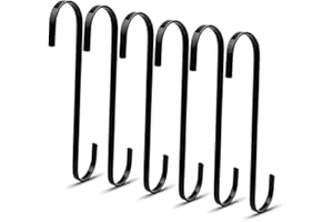 WJUAN 6 Pièces S Crochets 20 cm de Long, Crochet de Cuisine en Forme de S Apply to Suspendre Pots et Casseroles, Plantes, Vêtements, Serviettes dans la Cuisine, Chambre (Noir)