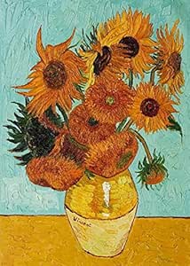 Wieco Art - Sunflower by Vincent Van Gogh Oil Paintings Reproduction Large Modern Floral Giclee Canvas Prints Artwork Flowers Pictures on Canvas Wall Art for Bedroom Home Decorations L