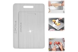 YongSral Tabla de Cortar de Titanio, Tabla de Cortar Cocina Titanio, Titanium Cutting Board, Tabla Cortar Acero Inoxidable, Cutting Board Inoxidable, Apto para Pasta, Carne, Verduras (2PCS)