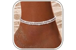 CASSIECA Ankelrem för kvinnor, 925 sterlingsilver, justerbar ankelrem i silver för kvinnor, flickor, vattentätt strandsmycke