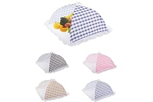 BUZIFU 4 Pezzi Coprivivande in Rete Ombrellini Coprivivande 34*34cm, Copertura Alimentare Coprivivande a Rete Pieghevole Coperture per Alimenti in Rete Pop-up Tenda Copertura Alimenti Pop-up, 4 Colori