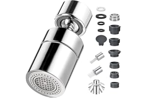 LUBEKAS 360° Rotatable Kitchen Tap Aerator Spray Head, Tap Faucet Attachment Spray with Dual-Function 2 Sprayer, Replacement Tap End Diffuser Spout Bubbler Head Aerator, Tap Adapter Accessories